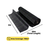 Maille de désherbage 2mx50 Noir Polypropylène Jardinage Maille de désherbage Jardin Couverture de désherbage Tissu de désherbage