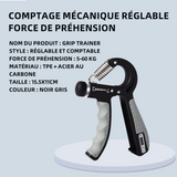 Hand grip poignée de force ajustable 5-60 kg renforceur de bras poignet exercice antidérapant poignée de confort TPR Noir gris