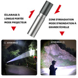 Lampe torche mini LED rechargeable 3 modes d'éclairage zoomable pour enfant cadeau camping randonnée urgence coupure de courant