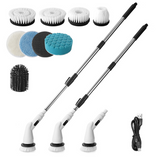 Brosse de nettoyage électrique 14-110cm extensible 2 niveaux réglage electrique rotative nettoyage sans fil avec 8 têtes de brosse