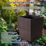 Pot de fleur 30 cm x 25 cm x 36 cm design moderne plastique de qualité supérieure vertical pot carré adapté pour balcon exterieur