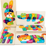 Puzzles en bois 8 animaux blocs de construction éducatifs pour enfants transport d'animaux puzzle 3D assorti jeux montessori Bois