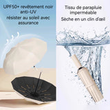 Parapluie automatique 105x65cm 10 baleines, pliable résistant à la pluie et aux UV ouverture et fermeture par simple pression