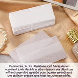Bandes de cire 20x7cm 100 morceaux de papier d'épilation jetable pas facile à déchirer épilation douce tissu non tissé épais