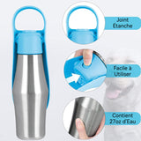Bouteille d'eau pour chien 750ml isolation en acier inoxydable convient aux chiens chats facile à nettoyer matériau sain bleu