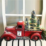 Ornements de voiture en résine, artisanat, ornements d'arbre de noël, ferme, camion rouge, ornements de décoration de noël