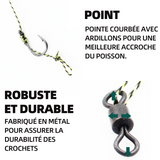 rochet de pêche 12 pcs hameçons de pêche résistant à la corrosion hamecon carpe pour les poissons d'eau salée d'eau douce 14,5g
