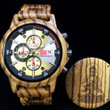 Montre de sport multifonctionnelle pour hommes, montre en bois de zèbre, main, cadeau commémoratif religieux