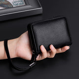 Porte-cartes en cuir véritable Grande capacité Portefeuille pour hommes 18 positions de cartes Porte-cartes bancaires