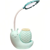 Veilleuse Style escargot avec porte-stylo Chargement USB Lumière apaisante pour les yeux Rotation à 360 degrés lampe de bureau