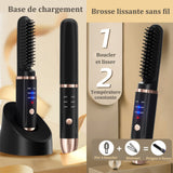 Brosse lissante pour cheveux sans fil 40w 5000mAh portable avec base chargement typec 3 réglages de température lisseur cheveux