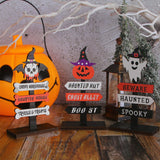 Plaque d'Halloween en bois Décoration 3pcs  8*4*14.5cm Panneau de signalisation  Décoration d'ambiance Décoration d'Halloween