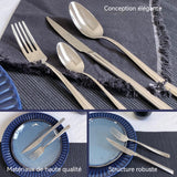 ouverts de table 24 pcs Couverts en acier Inoxydable set de couverts avec fourchette couteau cuillère pour 6 Personnes vaisselle