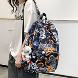 Sac à dos scolaire 42x30x13cm street super cool large capacity backpack letter print waterproof trend fashion schoolbag cartable