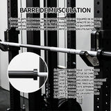 Barre d'haltères 120cm 2.8cm structure à pression droite barre d'haltérophilie à double roulement chrome galvanisé 300LB noir