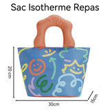 Sac Isotherme Repas 30x20x15cm Sac à lunch isotherme pique-niques travail imperméable et léger Réutilisable Motif de dessin animé