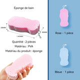 Éponge de bain 140x68x28mm 2 pièces éponge de bain exfoliante douce haute ténacité réutilisable corps éponge de douche Bleu et ros