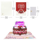 Cartes de vœux 16x21cm carte 3D gâteau d'anniversaire 3D avec lumières et musique enveloppe et carte cadeau cadeau idéal rouge
