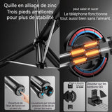 Perche à selfie 154cm bluetooth 5.2 magnétique perche à selfie trépied avec 2 lumières d'appoint détachables rotation à 360 degrés