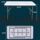 Table de réception pliante 122 CM pour 4 personnes Table de réception en acier Plateau en polyéthylène Table de réception blanche