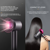 Seche cheveux professionnel Ionique 1600w LED 3 vitesses,4 températures,silencieux,sèche-cheveux ionique avec 1 diffuseur 4 buses