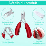 oupe-ongles 12,5x6,5cm rouge coupe-ongles à bec de faucon acier inoxydable de haute qualité 50 tampons à ongles avec dissolvant