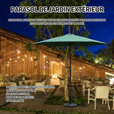 Parasol de jardin 2.7m parasol de jardin extérieur parasol de plage parapluie de jardin en demi-cercle pare-soleil extérieur vert