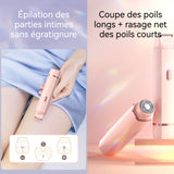 Rasoir electrique femme 300mAh IPX7 2 en 1 epilateur electrique à 2 têtes pour femme pour visage corps epilateur pour sourcils