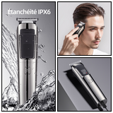 Tondeuse cheveux 6 en 1 tondeuses à cheveux multifunctions professionnel sans fil rechargeable tondeuse avec 5 peignes ecran LED