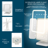 Miroir cosmétique 26x20x3cm usb rechargeable fonctionnement piles interrupteur pliable tactile miroir maquillage avec lumière blanc