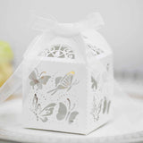 50 pièces  Boîte à bonbons  Blanc  Papillon  Jour de Noël  Saint-Valentin  Cadeau de mariage  Design en creux Bonbonnière