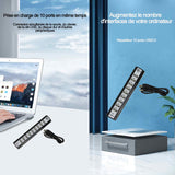 Multiprise electrique 10 ports USB 2.0 prises a poser ou à fixer mur avec alimentation externe moyeux douille témoin fonctionnement