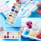 Lot de 4 Moule à Glaçons avec Couvercle 14 Cases en Silicone Matériau PE Qualité Alimentaire Démoulage Facile et Sans BPA 4Couleurs
