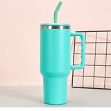 40oz Handle Mug Straw Ice Bar Mug Sky Blue Insulated Coffee Mug 304 Stainless Steel with Lid Hot & Cold Coffee Insulated Mug