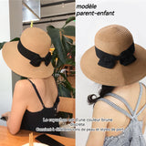 hapeau de soleil de plage 2PCS style familial chapeau à larges bords anti-UV de protection solaire de plage tissé à large bord