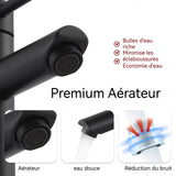 Robinet 12,5x20x4,5cm Acier inoxydable Double commande chaud et froid Résistant à la rouille et durable Design ergonomique Noir