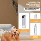 Tondeuse chien 2,5L 300w aspirateur poil de chien réglage à 3 vitesses filtration à 4 niveaux tondeuse pour chien avec aspirateur