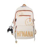 Sac à dos scolaire 45x32x19cm charge réduite simple grande capacité étudiant sac à dos imprimé smiley schoolbag beige cartable