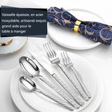 Ensemble de couverts en argent 30PCS en acier inoxydable avec poignée antidérapante vaisselle couverts de table pour 6 personnes