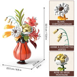 Kit de construction de bouquet de fleur 22,5x22,5x32,5cm kit de construction de fleurs blocs de construction cadeaux de vacances