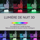 Veilleuse 3D 17,5x14 cm interrupteur tactile chargement USB lampe de chevet tactile avec télécommande et 7 couleurs lampe de table