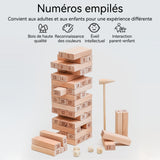 Jouet 24x7,5cm blocs numériques à empiler jeux de société éducatifs à empiler pour enfants en bois interactifs parents-enfants
