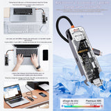 Station d'accueil 8 en 1 hub multi-interface port réseau gigabit audio sans perte TF/SD PD 100W compatible avec plusieurs systèmes
