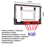 Panier de basket 84x60cm  taille du panneau de basket montage mural  panneau de basket suspendu avec vis plaque d'acier PVC noir