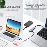 Station d'accueil 4 in 1 type c hub multifonction usb base HDMI 4K/30hz PD3,0 charge rapide 87W adaptateur bureau voyage à domicile