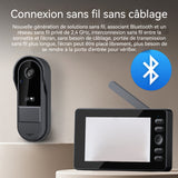 Sonnette sans fil Écran de 4,3 pouces IPX65 batterie de 1800 mAh stockage de 32 Go interphone vidéo objectif grand angle noir