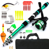 anne à péche 1.8m canne à peche telescopique ensemble canne à peche et moulinet ensemble de cannes à leurres sport peche vert