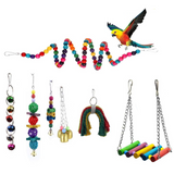 Jouets pour oiseaux 7 pcs suspendu jouet perruche pour les petites perruches pinsons des cages à oiseaux de petite jouets à mâcher