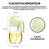 Flacon pulvérisateur bouteille d'huile à double usage 580ml Usage domestique bouteille d'huile en verre à ouverture automatique Vert