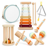 Instruments de musique 7 PCS instrument de musique enfant batterie xylophone montessori jouet en bois jouet enfant cadeau 3-6 ans